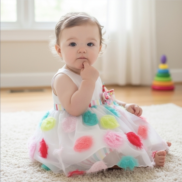 Bonnie Baby White Dress 18M w/ Ribbon Bow & Bloomers | NWOT Princess Layers - Picture 1 of 16